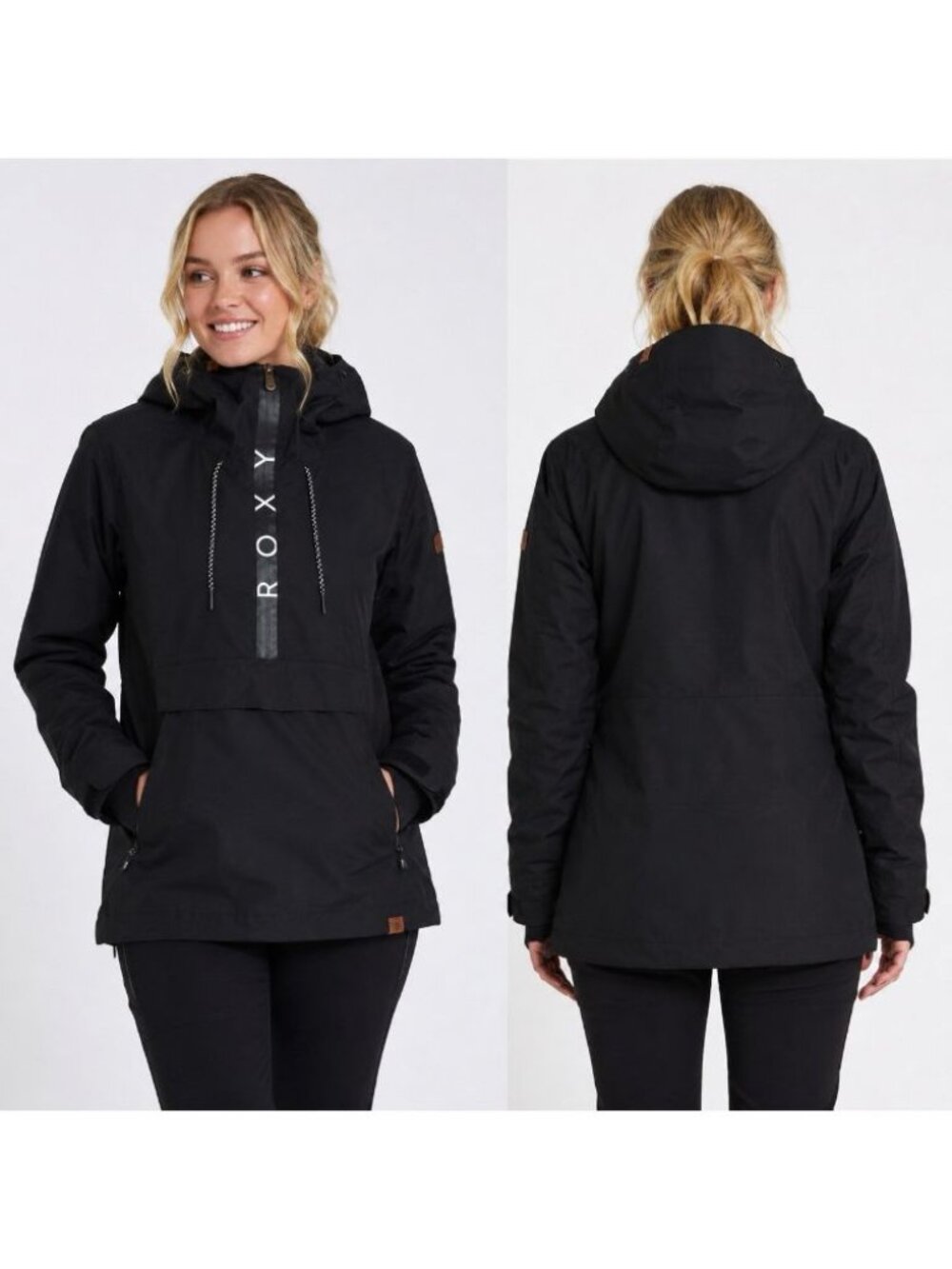 ROXY Women’s Large Black DryFlight 10K Anorak Ski Snowboard Jacket Hooded